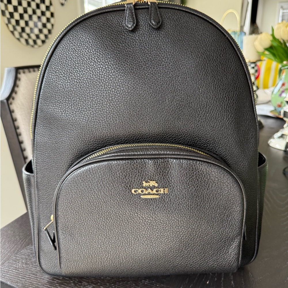 Coach Black Leather Court Unisex Backpack